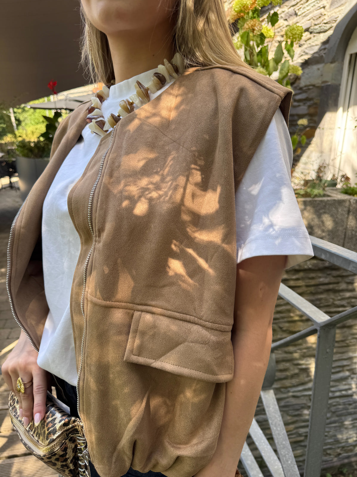 Veste sans manches effet daim
