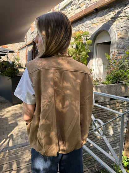 Veste sans manches effet daim