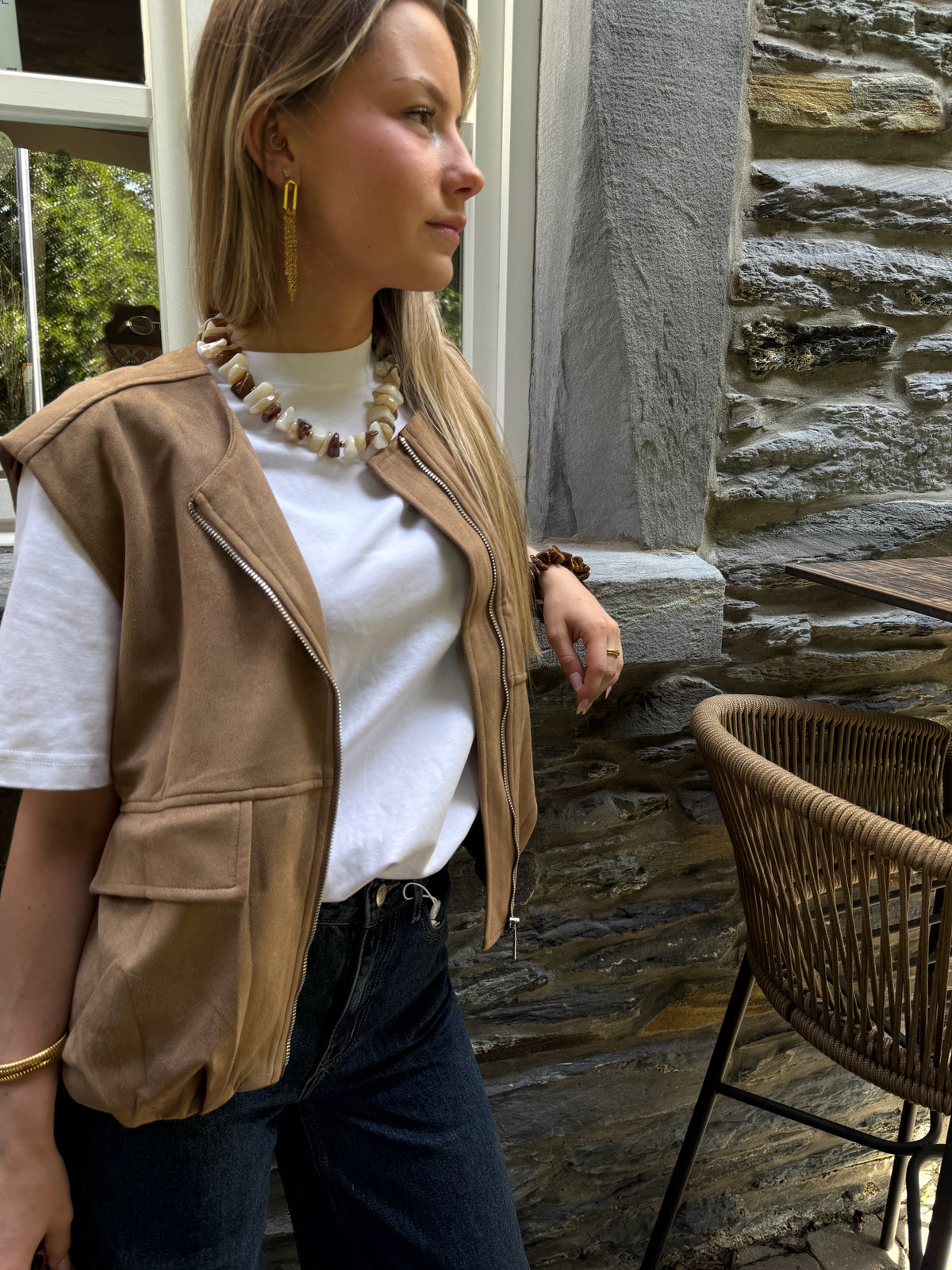 Veste sans manches effet daim