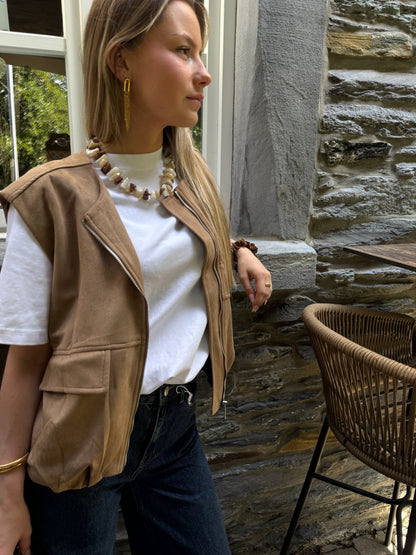 Veste sans manches effet daim