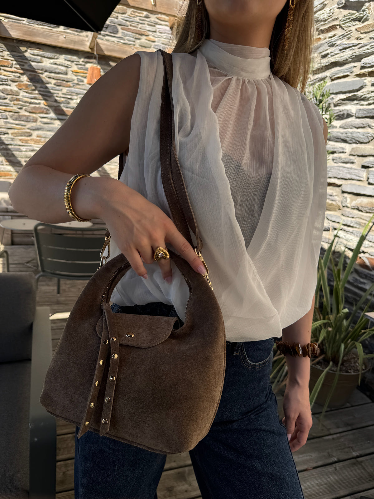Sac jade en cuir