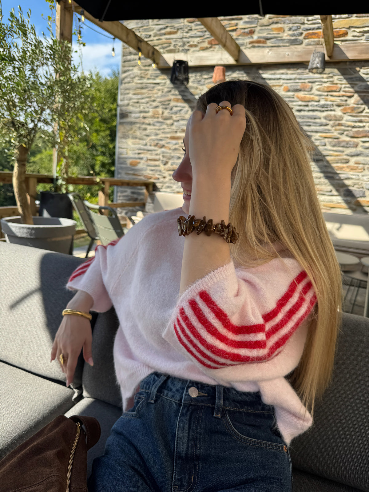 Pull À Manches 3/4 en Maille