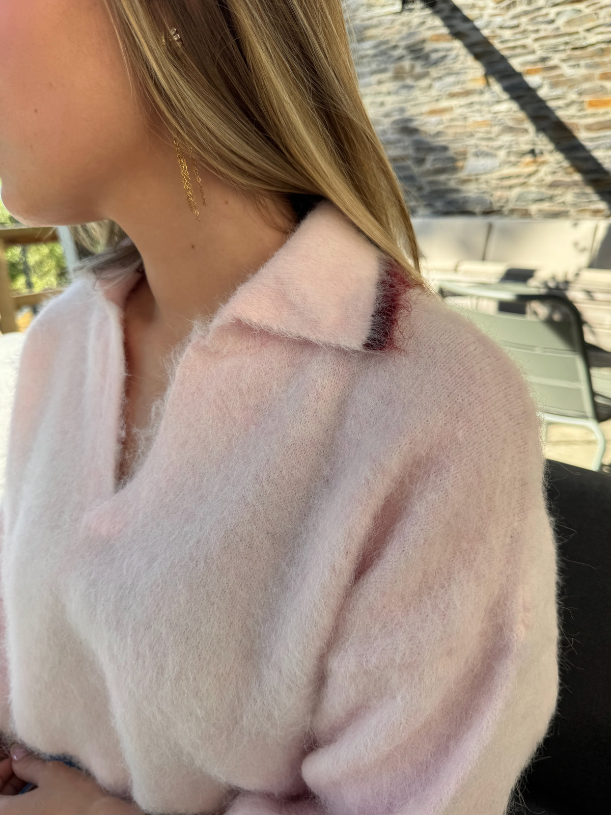 Pull Polo à Bordures Colorées manches 3/4